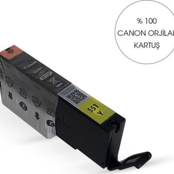 Canon CLI 551 Bitmeyen Kartuş Sistemine Uyumlu Delinmiş Şekilde Sarı Orijinal Kartuş