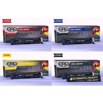 Canon CRG 069 Yüksek Kapasite 4 Renk Set Çipsiz Muadil Toner