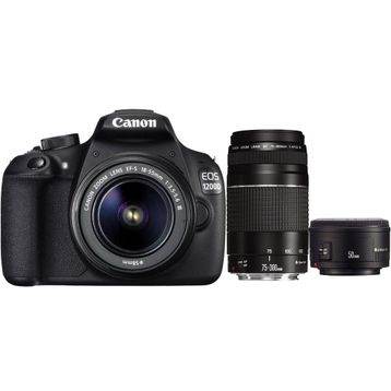 Canon EOS 1200D 18-55mm + 75-300mm + 50mm Lens DSLR Fotoğraf Makinesi