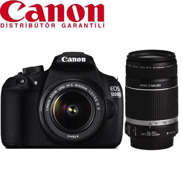 Canon EOS 1200D 18-55mm IS + 55-250mm IS Lens DSLR Fotoğraf Makinesi