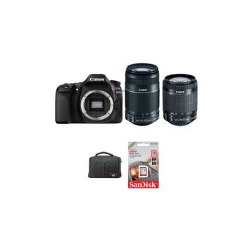 Canon EOS 80D 18-55mm + 55-250mm Lens Siyah DSLR Fotoğraf Makinesi