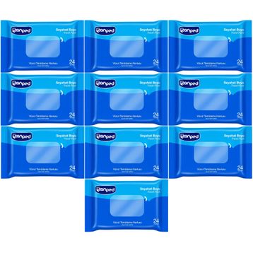 Canped 24 Yaprak Seyahat Boy 10 Lu Set 240 Yaprak Yetişkin Vücut Perine Temizleme Islak Mendil Havlu