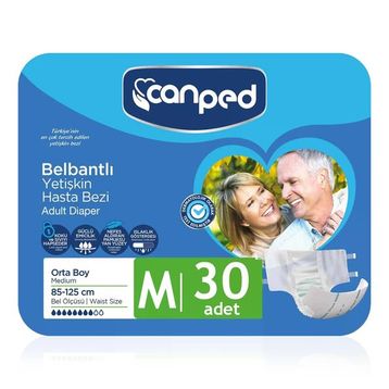 Canped 30 Adet M Belbantlı Tekstil Yüzey Hasta Bezi