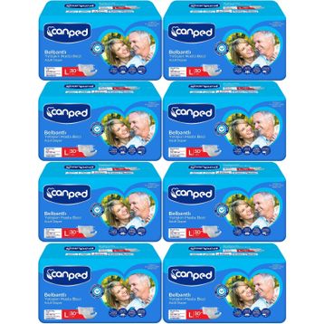 Canped Bel Bantlı Tekstil Yüzey Large-Büyük Boy 8x30 Adet Yetişkin Hasta Bezi