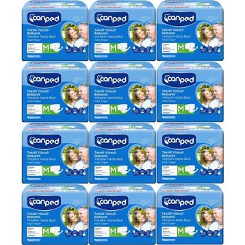 Canped Bel Bantlı Tekstil Yüzey M-Orta Boy 12x18 Adet Yetişkin Hasta Bezi