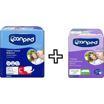 Canped Belbantlı Gece Büyük Eko 14'lü Hasta Bezi + 10'lu 60x90 cm Yatak Koruyucu Örtü