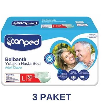 Canped Belbantlı Polietilen Büyük Boy 3×30'lu Hasta Bezi