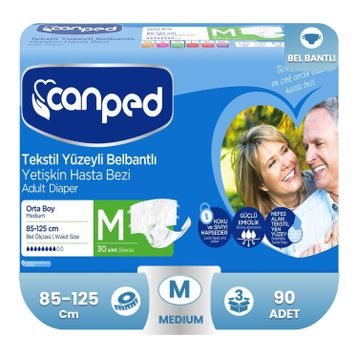 Canped Belbantlı Tekstil Yüzeyli 90 Adet Medium Hasta Bezi
