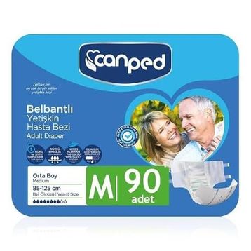 Canped Belbantlı Tekstil Yüzeyli 90 Adet Medium Hasta Bezi