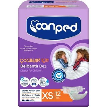 Canped Belbantlı Tekstil Yüzeyli Ekstra Küçük Boy 12'li Çocuk Hasta Bezi