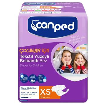Canped Canbebe Belbantlı Tekstil XS 12'li Hasta Bezi