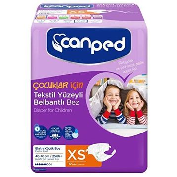 Canped Canbebe Belbantlı Tekstil XS 12'li Hasta Bezi