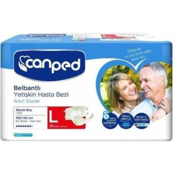 Canped P.E. Büyük Boy Large Belbantlı 30'lu Hasta Bezi