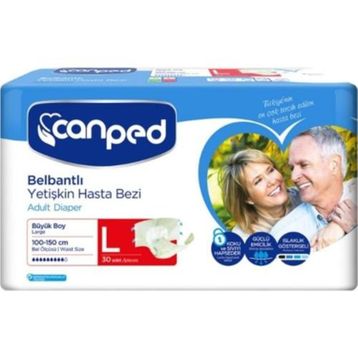 Canped P.E. Büyük Boy Large Belbantlı 30'lu Hasta Bezi