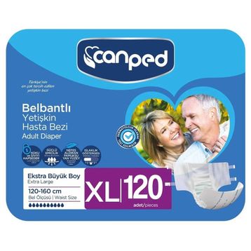 Canped Tekstil Yüzeyli Belbantlı Ekstra Büyük 120 Adet Hasta Bezi