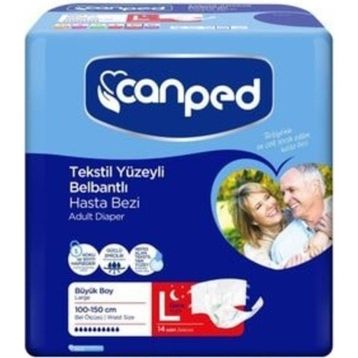 Canped Tekstil Yüzeyli Belbantlı Large Büyük Gece 14'lü Hasta Bezi