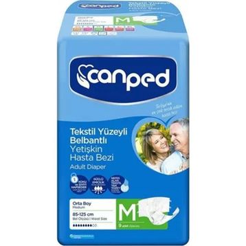 Canped Tekstil Yüzeyli Belbantlı M 4-7 Yaş 9 Adet Yetişkin Hasta Bezi