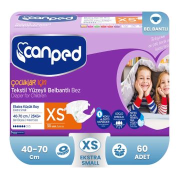 Canped XS-Ekstra Small Beden 60 Adet Belbantlı Tekstil Yüzey Hasta Bezi