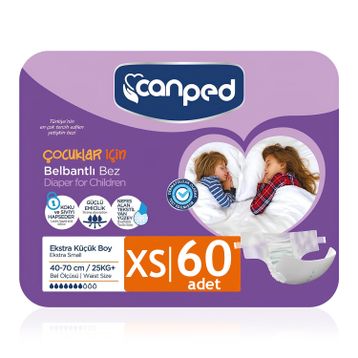 Canped XS-Ekstra Small Beden 60 Adet Belbantlı Tekstil Yüzey Hasta Bezi