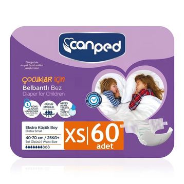 Canped XS-Ekstra Small Beden 60 Adet Belbantlı Tekstil Yüzey Hasta Bezi