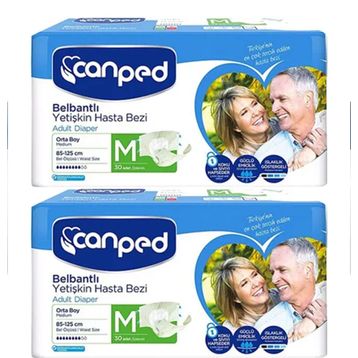 Canped Yetişkin Bel Bantlı Polietilenli M 2x30 60 Adet Hasta Bezi