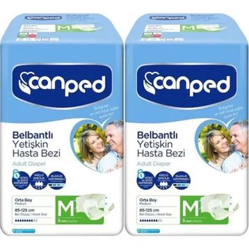 Canped Yetişkin Bel Bantlı Polietilenli M Orta Boy 18 Adet Hasta Bezi