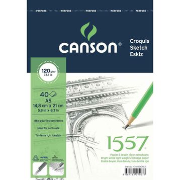Canson 1557 A5 120 gr 40 Yaprak Resim ve Çizim Bloğu