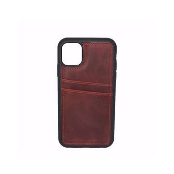 Çantayurdu iPhone 13 Hakiki Deri Kapak Back Cover Kartlıklı Kırmızı Telefon Kılıfı