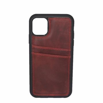 Çantayurdu iPhone 13 Hakiki Deri Kapak Back Cover Kartlıklı Kırmızı Telefon Kılıfı
