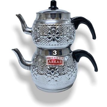Çapar Group Motifli No 3 Beyaz Çaydanlık