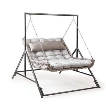 Capri Swing Capri Bed Çiftli Rattan Cappuccino Bahçe Balkon Salıncağı