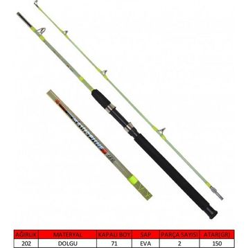Captain 1433 12 LBS Atar 150 cm Master Fisher 2 Parça Dolgu Vidalı Tekne Kamışı