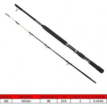 Captain 1433 12 lbs Atar 210 cm Master Fisher 2 Parça Dolgu Vidalı Tekne Kamışı