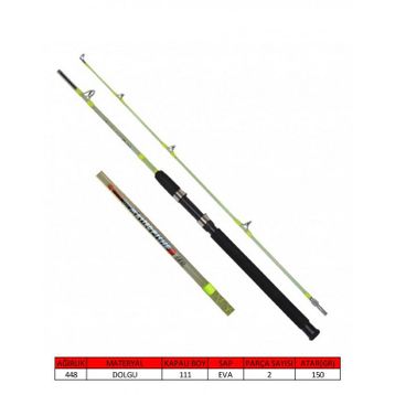 Captain 1433 12 lbs Atar 210 cm Master Fisher 2 Parça Dolgu Vidalı Tekne Kamışı