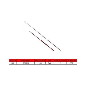 Captain 1498 Shirasu Boat 180 cm 2 Parça Solid 150 gr Tekne Kamışı