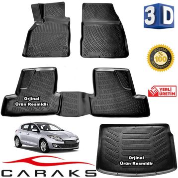 Caraks Renault Megane 3 HB 2010-2016 3D Bagaj Havuzu ve Havuzlu Paspas