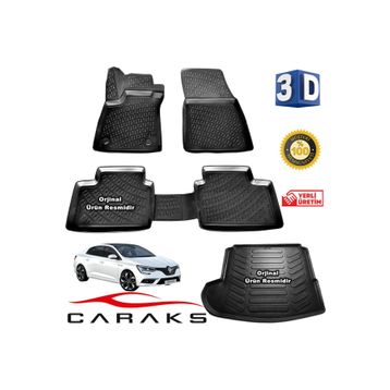 Caraks Renault Megane 4 Sedan Tek Kulak 2016 Sonrası 3D Bagaj Havuzu ve Havuzlu Paspas