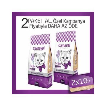 Carnaval Lavanta Kokulu Topaklanan Bentonit İnce 2X10 lt Kedi Kumu