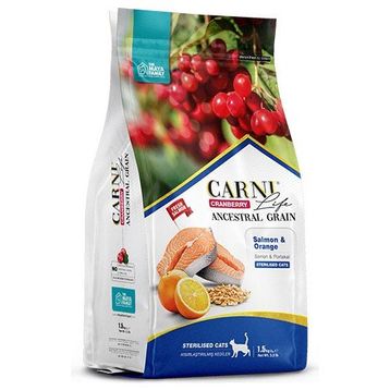 Carni Life Cranberry Sterilised Düşük Tahıllı Somonlu ve Portakallı 1.5 kg Kısırlaştırılmış Kedi Maması