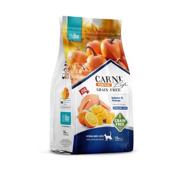 Carni Life Pumpkin Grain Free Tahılsız Somon Portakal 1.5 kg Kısırlaştırılmış Kedi Maması