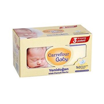 Carrefour 3x40'lı Baby Yenidoğan Islak Pamuk Havlu