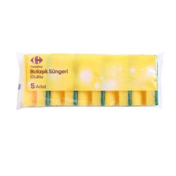 Carrefour Yeşil Oluklu 5'li Bulaşık Süngeri