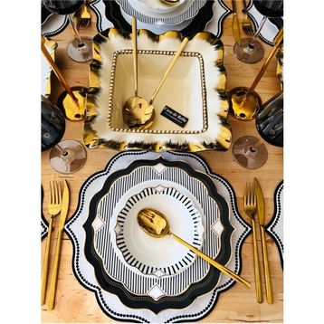 Casa De Bella Dark 120 Parça 12 Kişilik Bone Porselen Yemek Takımı ve Çatal Kaşık Bıçak Seti