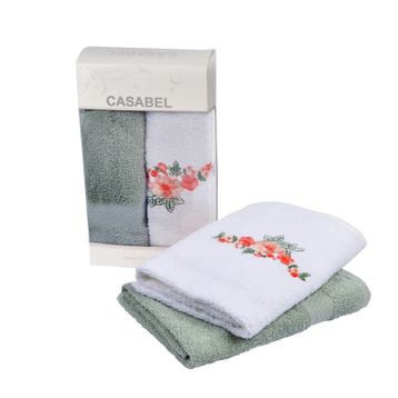 Casabel 2'li Pamuk 50x60 cm Mint Bahar Çiçekleri Mutfak Havlusu