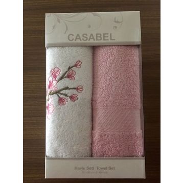 Casabel 2'li Pamuk 50x60 cm Pembe Bahar Dalı Mutfak Havlusu