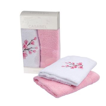 Casabel 2'li Pamuk 50x60 cm Pembe Bahar Dalı Mutfak Havlusu
