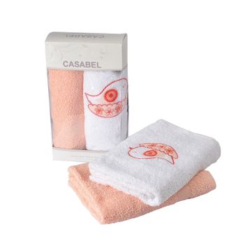 Casabel 2'li Pamuk 50x60 cm Somon Kuş Sepeti Mutfak Havlusu