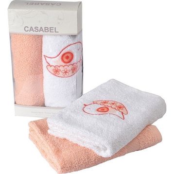 Casabel 2'li Pamuk 50x60 cm Somon Kuş Sepeti Mutfak Havlusu