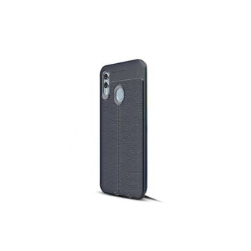 CaseStreet Huawei P Smart 2019 Niss Deri Görünümlü Nano Glass Lacivert Silikon Kılıf