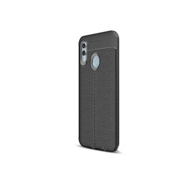 CaseStreet Huawei P Smart 2019 Niss Deri Görünümlü Nano Glass Siyah Silikon Kılıf